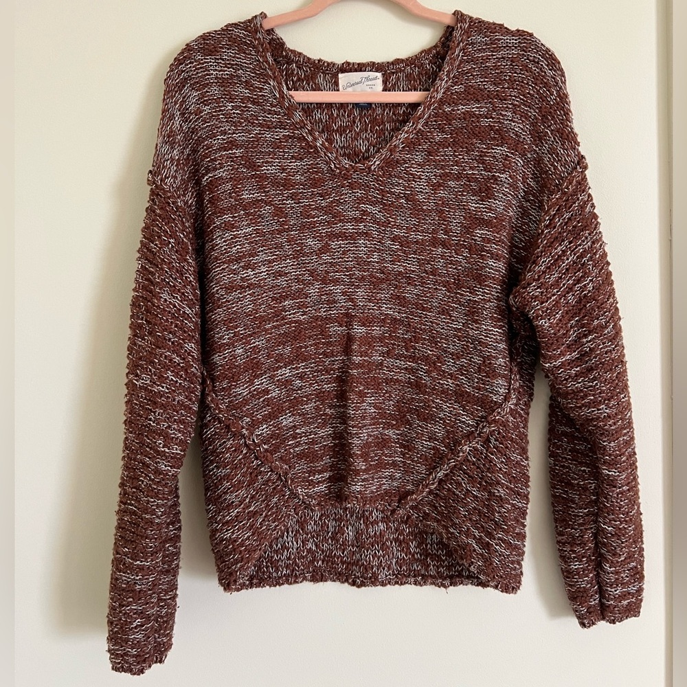 Universal Thread Marled Brown V-Neck Sweater